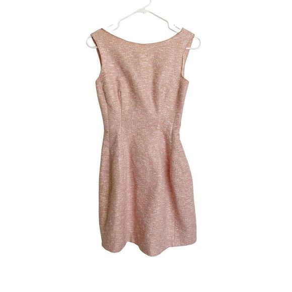 ZARA Light Pink Tweed tulip skirt Lined Zip up Back dress size BLOGGERS XS - Picture 1 of 5